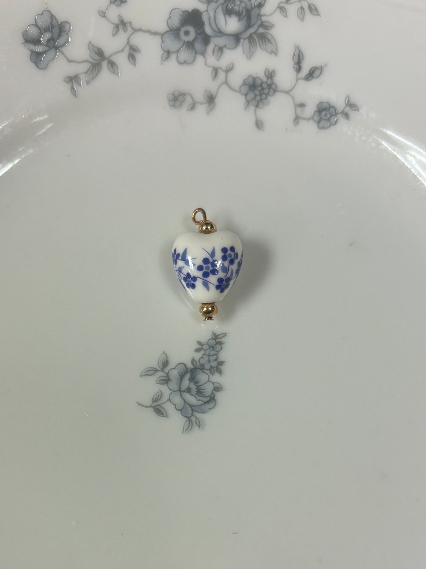 Ceramic White Blue Heart