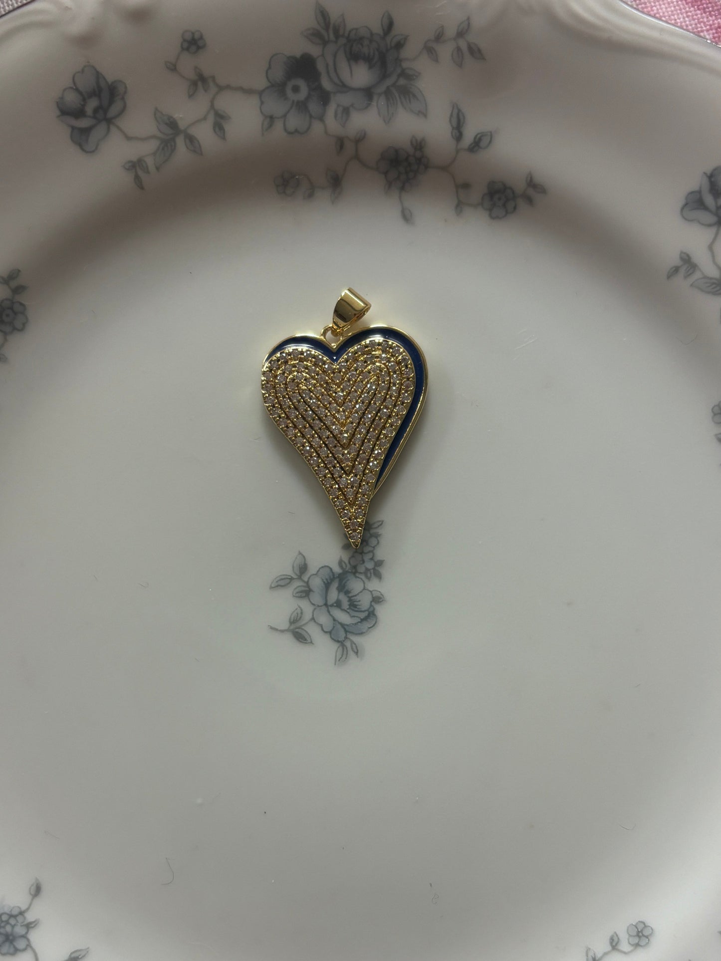 Dark Blue Bling Heart