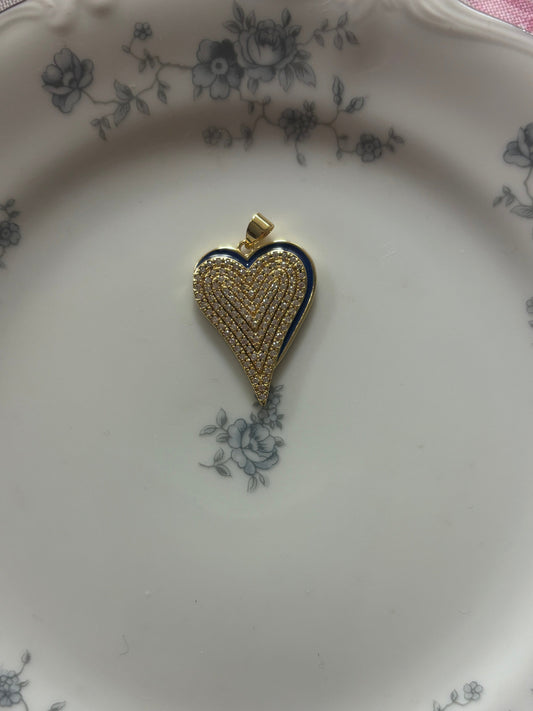 Dark Blue Bling Heart